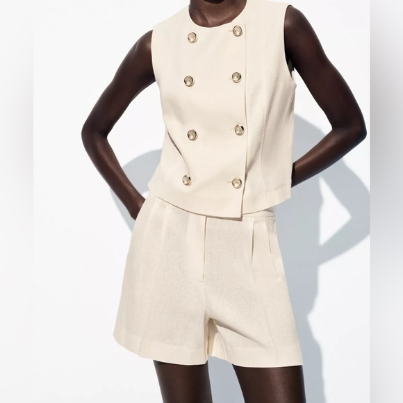 🔥🔥Zara linen  double breasted vest - Picture 1 of 6